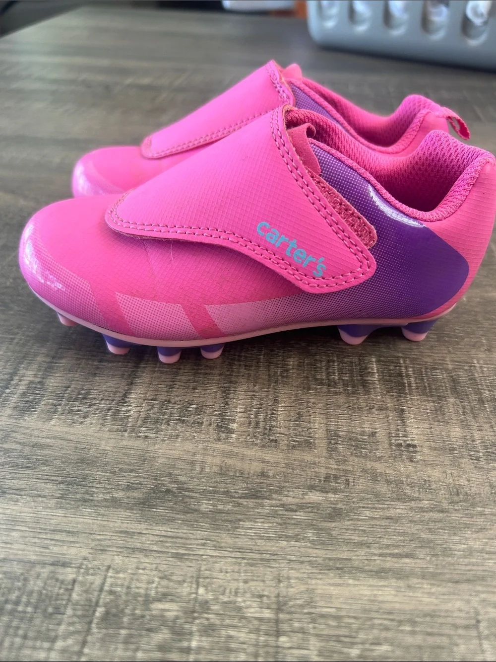Carter's Hot Pink and Purple Kids Soccer Cleats with Velcro Strap